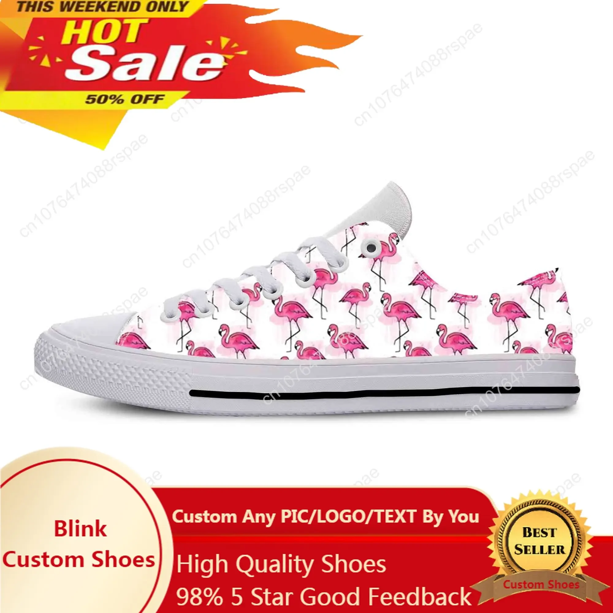 Tropische rosa Flamingo Vogel Tier Muster Cartoon lässige Stoff Schuhe Low Top bequeme atmungsaktive 3D-Druck Männer Frauen Turnschuhe