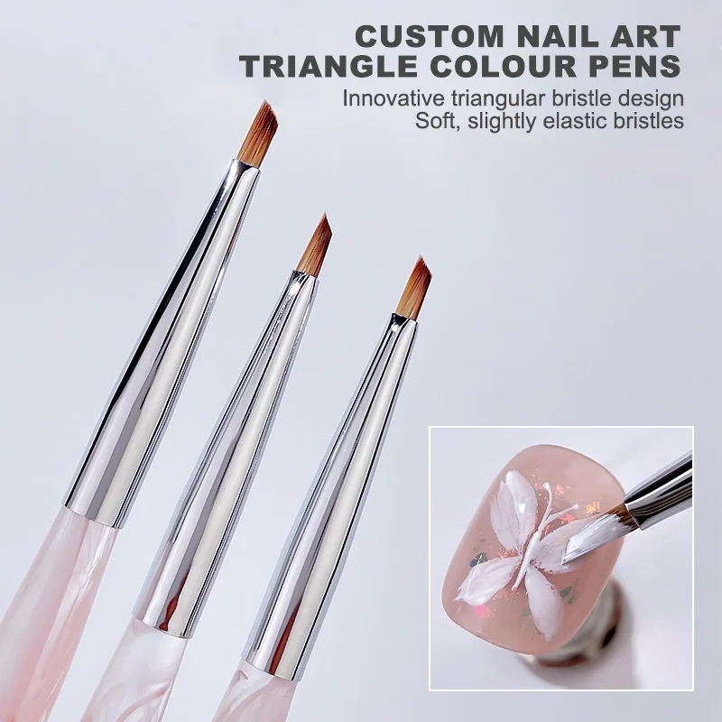 KANIU Nail Art Triangle Painting Brush Japanese Style Flower Drawing Pen For Nail Artists High Elastic Bristle Nail Salon Tool