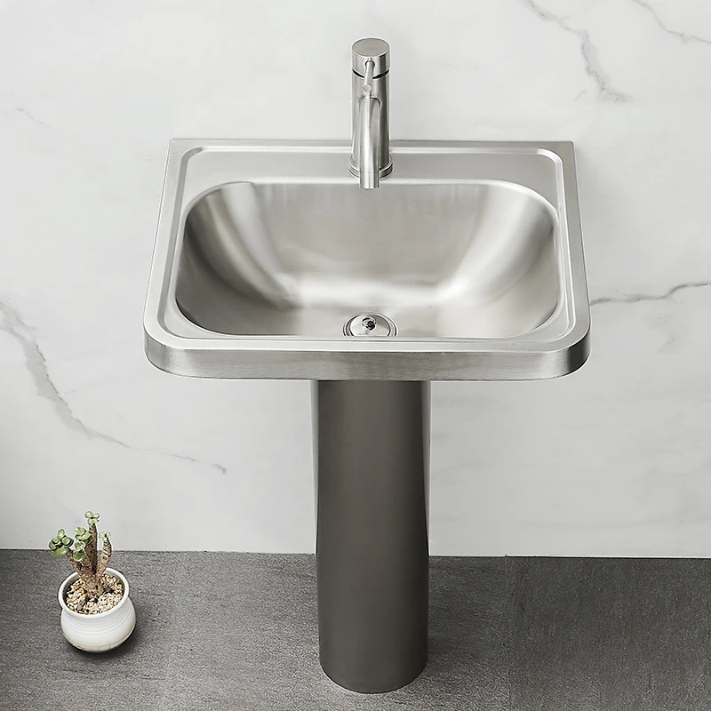 

304 stainless steel column basin, bathroom, balcony, wash basin, household washbasin, outdoor washbasin, thickened