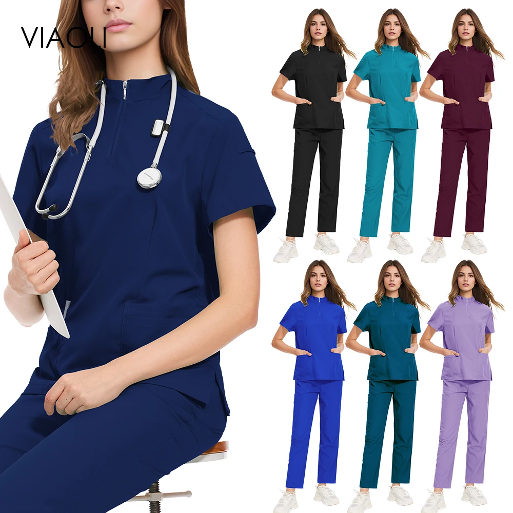 uniformes-de-trabalho-femininos-para-enfermeiras-de-hospital-conjunto-de-scrubs-com-bolsos-blusas-calcas-roupas-de-trabalho-para-odontologia-e-farmacia-vestuario-de-trabalho-macio-e-flexivel