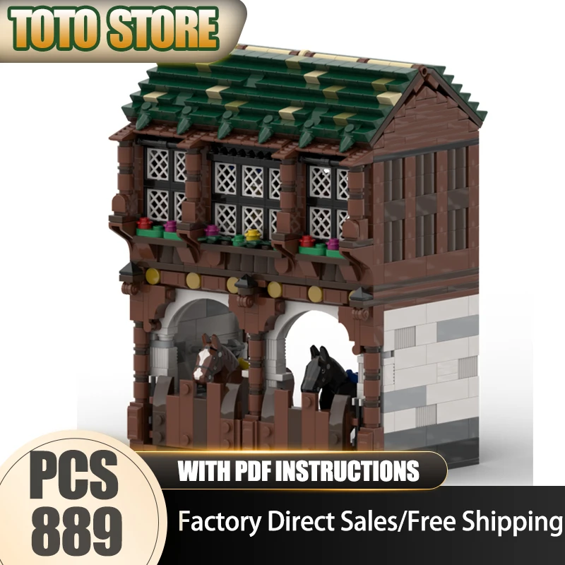 

Модель замка Moc, строительные кирпичи, средневековая штабелируемая модель здания, технология, город, вид на улицу, модель блоки, игрушка для замыкания