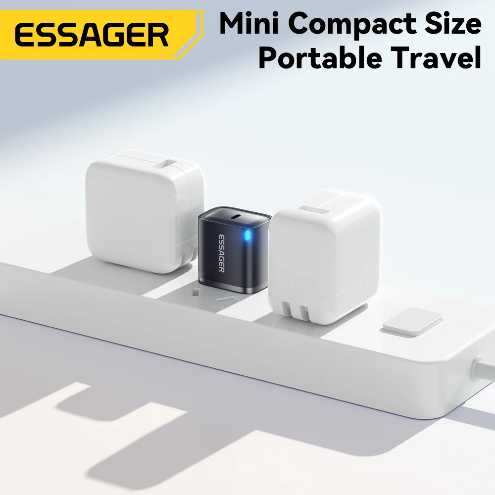 Essager Mini 30W Type C شاحن PD QC3.0 شاحن سريع من النوع C لهاتف iPhone 16 15 14 13 Pro Samsung S25 Xiaomi iPad محول السفر