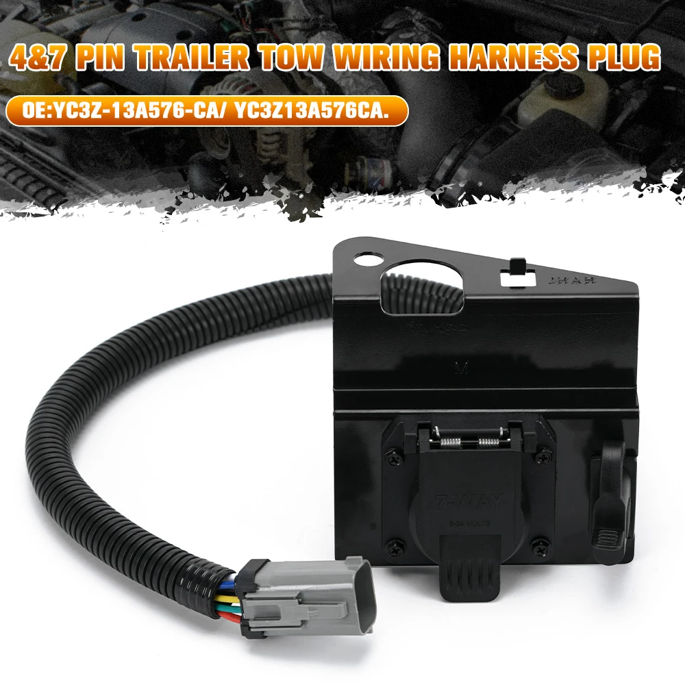 4 & 7 Pin Trailer Tow Wiring Harness Plug For 99-01 Ford F-250/ F-350/ F-450/ F-550 Super Duty YC3Z-13A576-CA/ YC3Z13A576CA