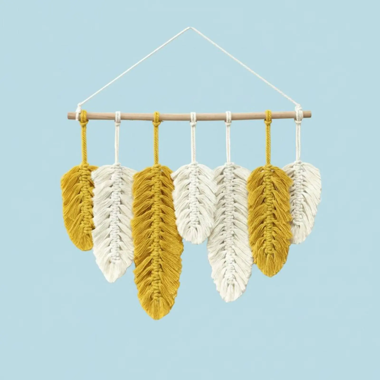 Macrame Feather Wall Hanging Handmade Foliage Wall Hanging Foliage Tassel Tapestry Natural Cotton Home Decor Soft Textile - view 4