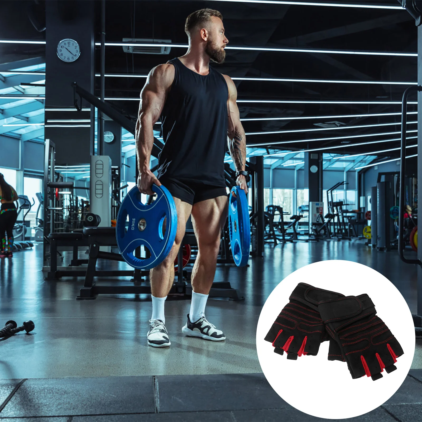 

Red Size Xl Men Half-Finger Gloves for Fitness Riding Mountain Climbing Durable Elastic Breathable Palm Protection