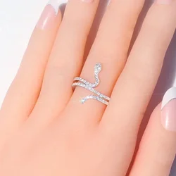 Delysia King Trendy Stainless Steel Jewelry Gift Zircon Shining Exaggerated Snake  Nightclub Ring for Women