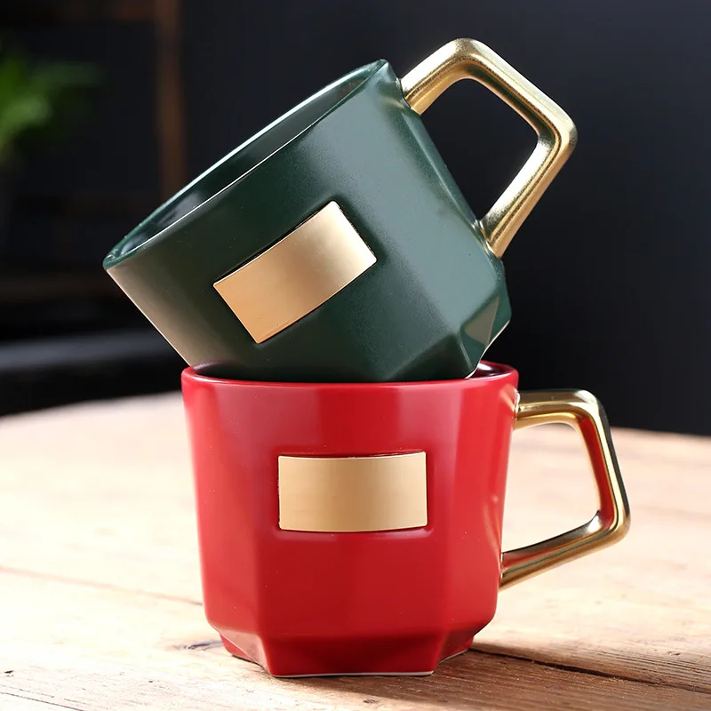 

Shading Star Ceramic Mug With Copper Sheet Coffee Cup Electroplated Enterprise Holiday Gift Wenchuang cup for Friend