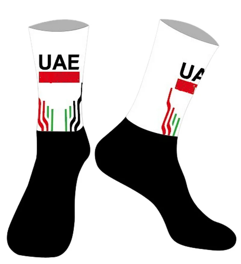 LASER CUT ONE PAIR UAE TEAM Cycling Socks Antislip Bike Racing MITI Breathable FOR Men and Women