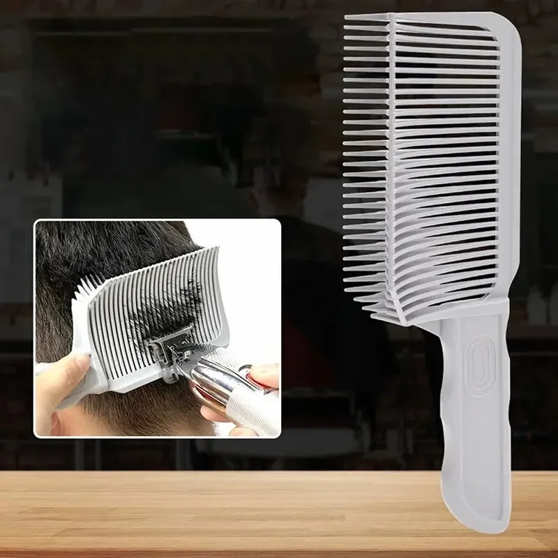 New Clipper Comb MEN'S STYLING Flat Hair Comb Curved V-shaped Barber Comb Positioning Gradient Detangling Hair Magic