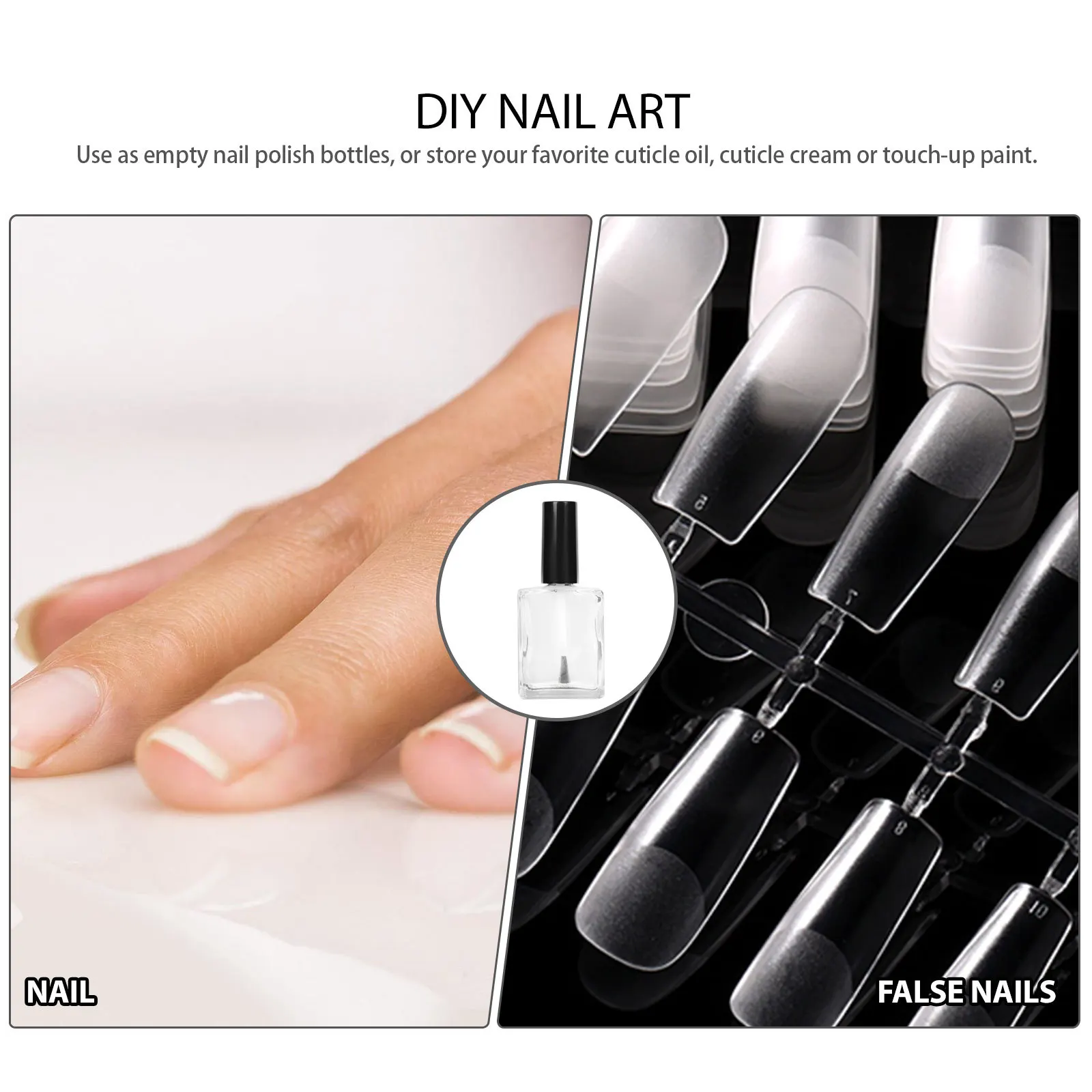 

20Pcs Flat Shaped Nail Polish Bottles Extend Brush Bottom Catch Last Bit Liquid Touch Up Paint Reusable Nail Gels Bottle