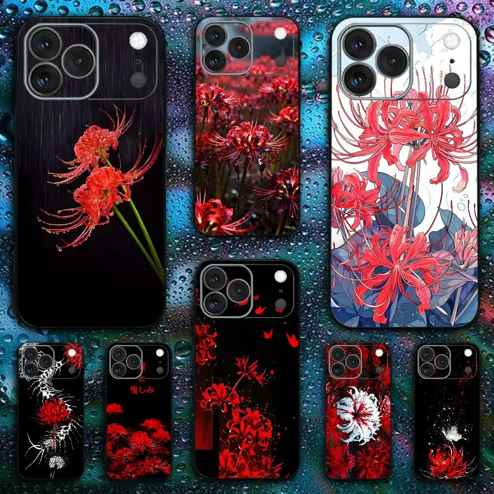 

spider lily For iPhone 17,16,15,14,13,12,11,Pro,X,XS,Max,XR,Plus,Mini Soft Silicone Phone Case Black Shockproof TPU
