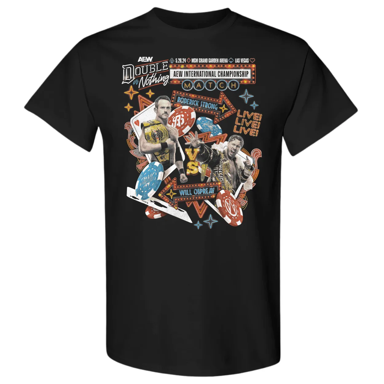 AEW DOUBLE OR NOTHING 2024 STRONG VS OSPREAY AEW Official T-Shirt