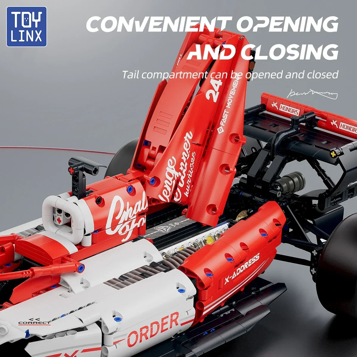 1:8 스케일 레드 레이싱카 브릭 1768개 조립 블록 키트 68cm 슈퍼카 DIY 조립 장난감 수집용 모델 어린이 선물