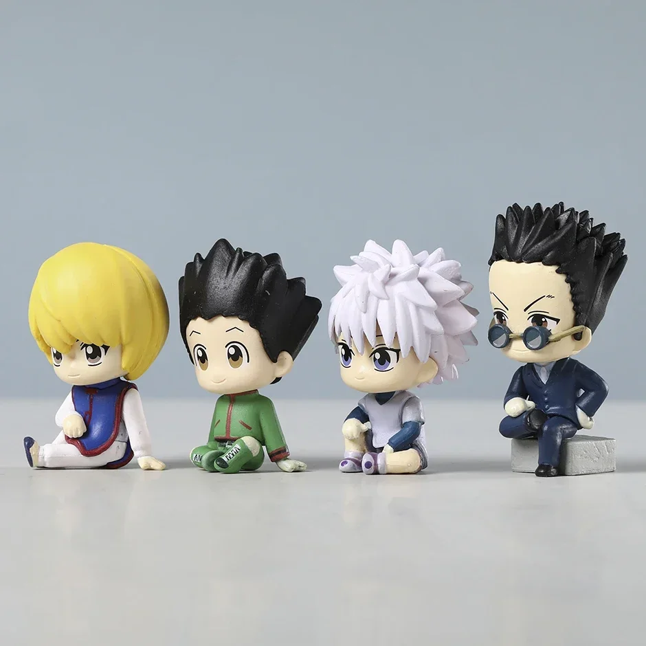 Set Leorio Gon Killua Kurapika Sitting Ver PVC Figures Cute Toys Model Dolls Brinquedos