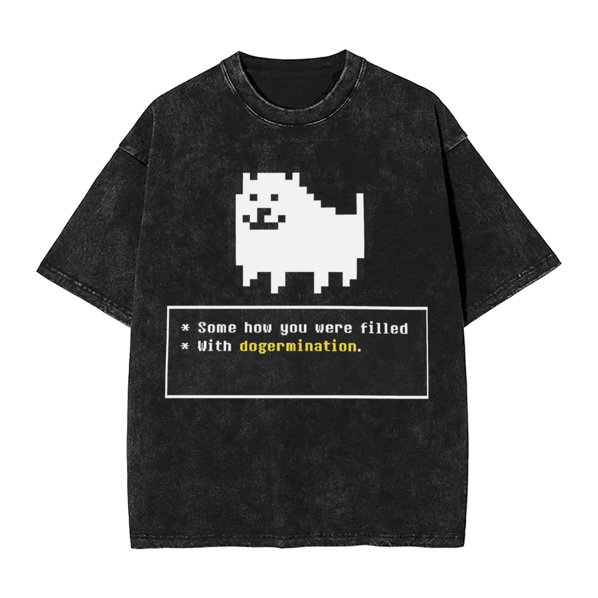 Undertale Annoying Dog T Shirts Hip Hop Washed Cotton Street T-Shirt  Vintage Men Women Tops Streetwear Printed Tee Shirt