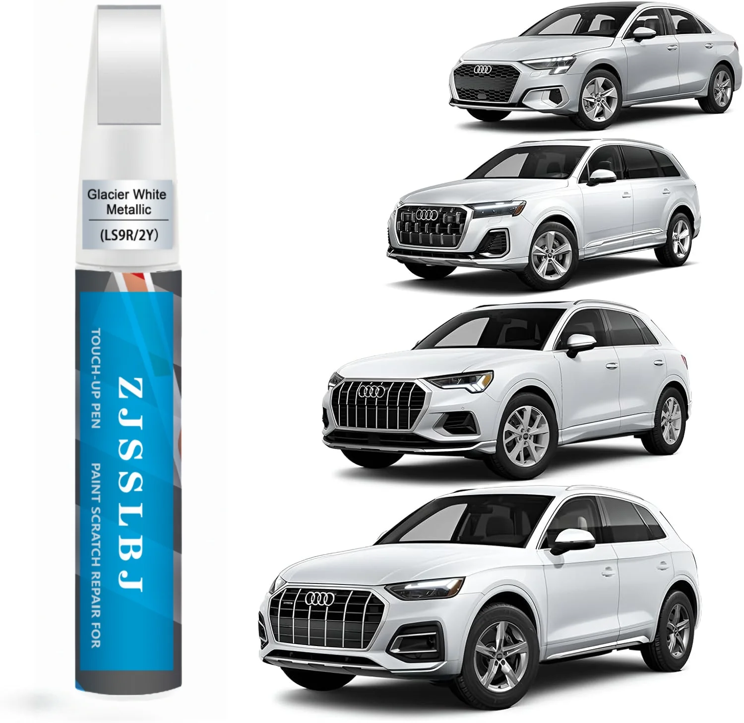 

Car Touch Up Paint(Glacier White Metallic(LS9R/2Y)) for Audi, Car Paint Scratch Repair Kit, Quick & Easy Solution to Repair, 2 i
