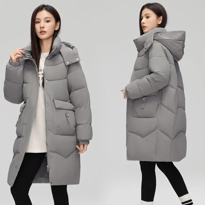 Women Winter Warm Thicken Down Cotton Jacket 2025 New Women Long Cotton Coat Korean Loose Hooded Parka Outwear Women Cotton Coat
