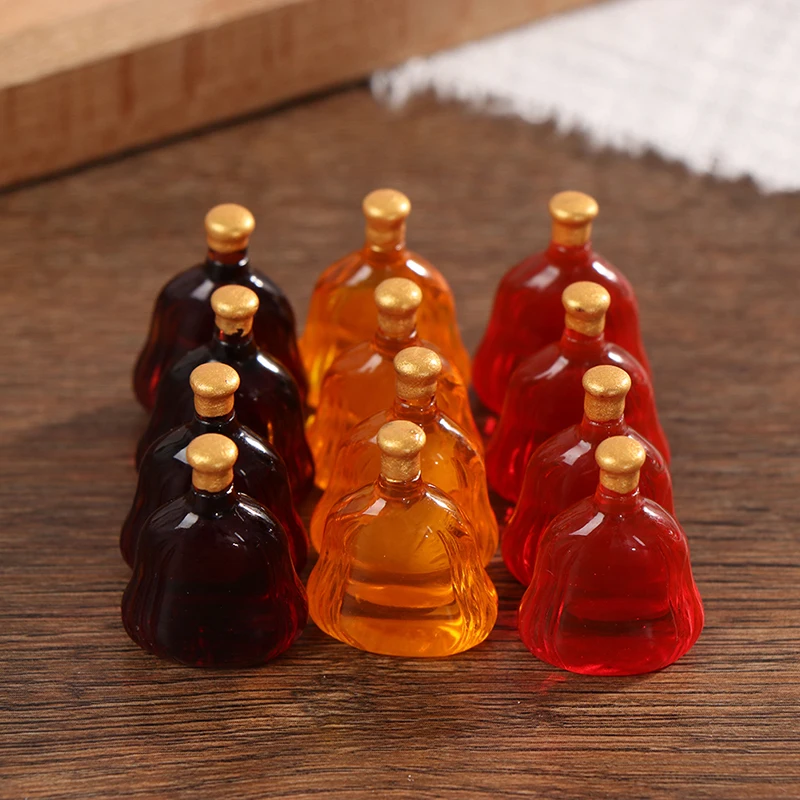 10Pcs Dollhouse Miniature Wine Bottles Pretend Play Doll Food Drink Accessories