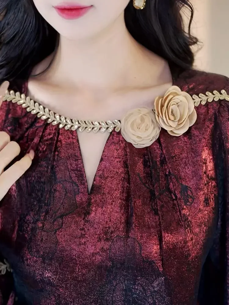 Early Autumn New Shirt Long Sleeved Shirt Women's Unique and Beautiful Small Shirt Solid Color High-end Blouses Top ZT676