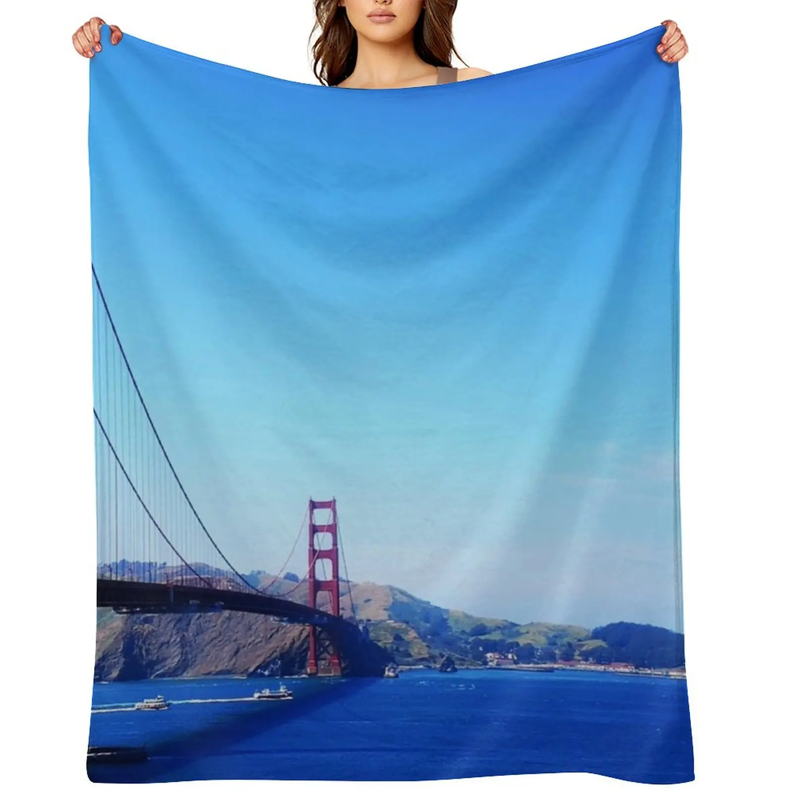 

Golden Gate Bridge Blue Sky Day Throw Blanket Soft Plush Plaid Bed Blankets Sofas Of Decoration Blankets For Baby Blankets