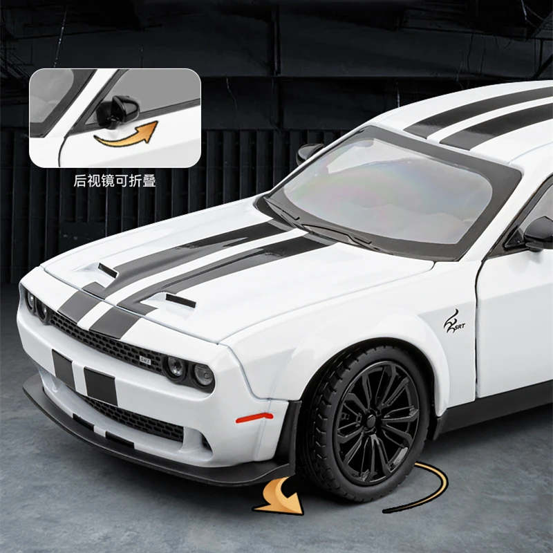 1:24 Dodge Challenger SRT Hellcat lega modificata modello di auto da corsa pressofusi modello di auto sportiva in metallo suono e luce giocattoli