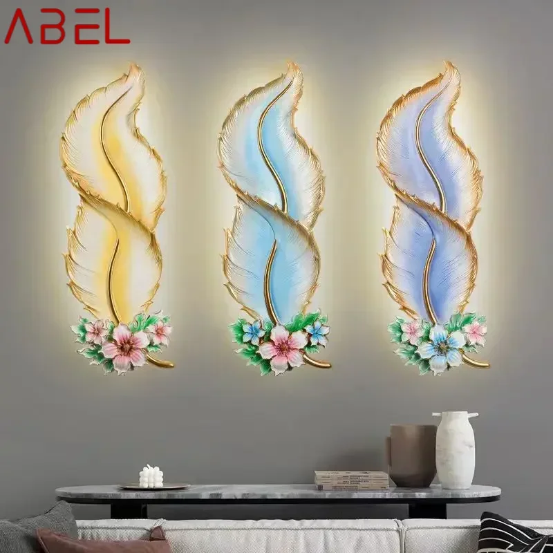 ABEL Modern Plume Wall Lamp LED Interior Creative Resin Sconce Light for Home Living Room Corridor Background Decor