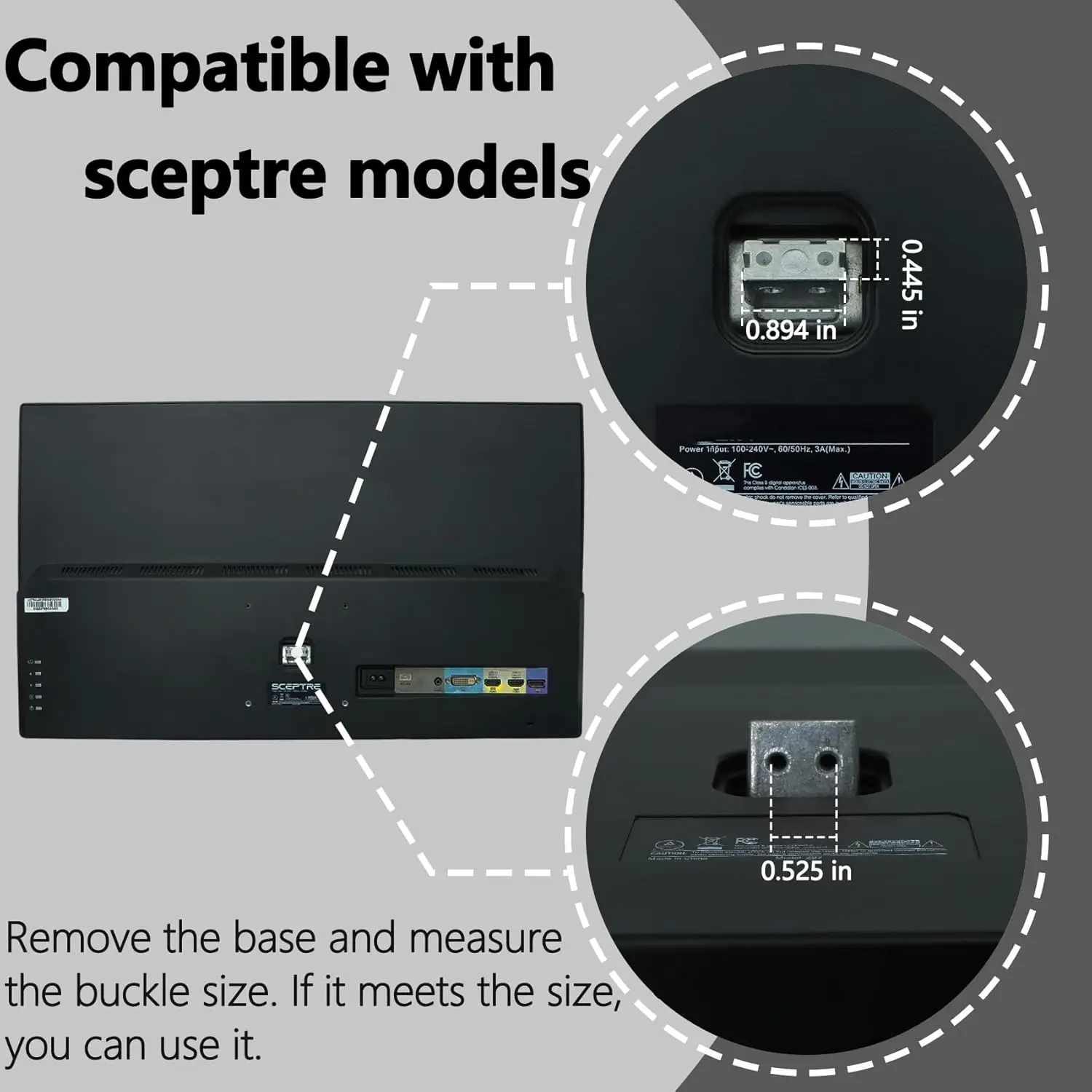 Адаптер VESA, совместимый с мониторами Sceptre U279W-4000RK U275W-4000R U278W-4000R U278W-4000RK VESA MOUNT