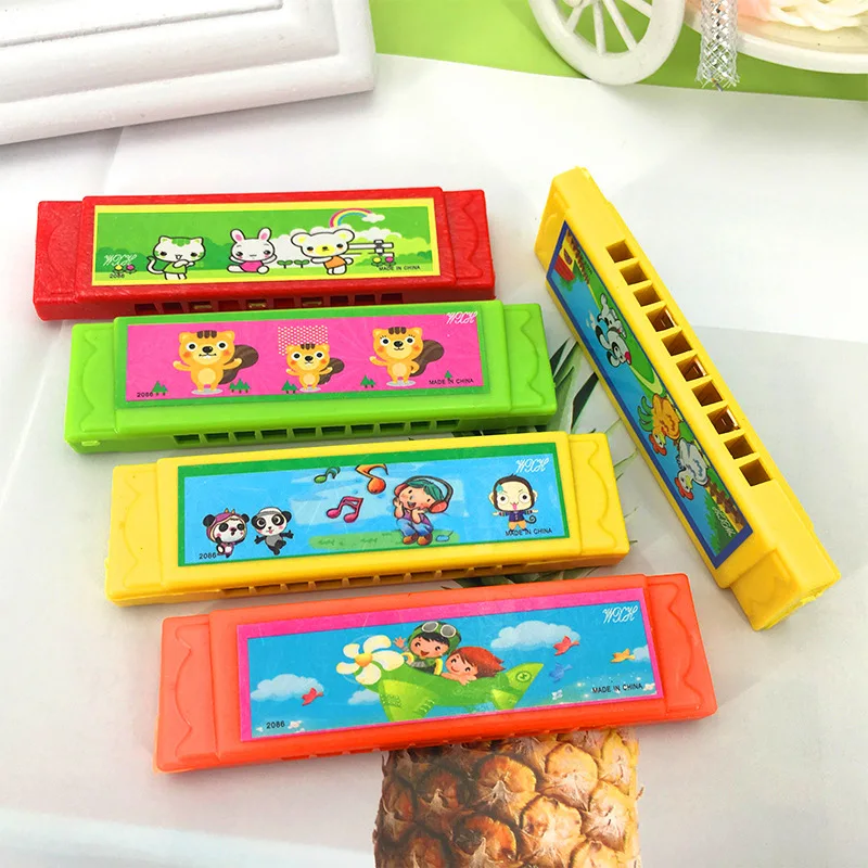 10pcs Children's party favors 5-hole harmonica children's beginner wind instrument music mini harmonica gifts pinata toy 9x2.5cm