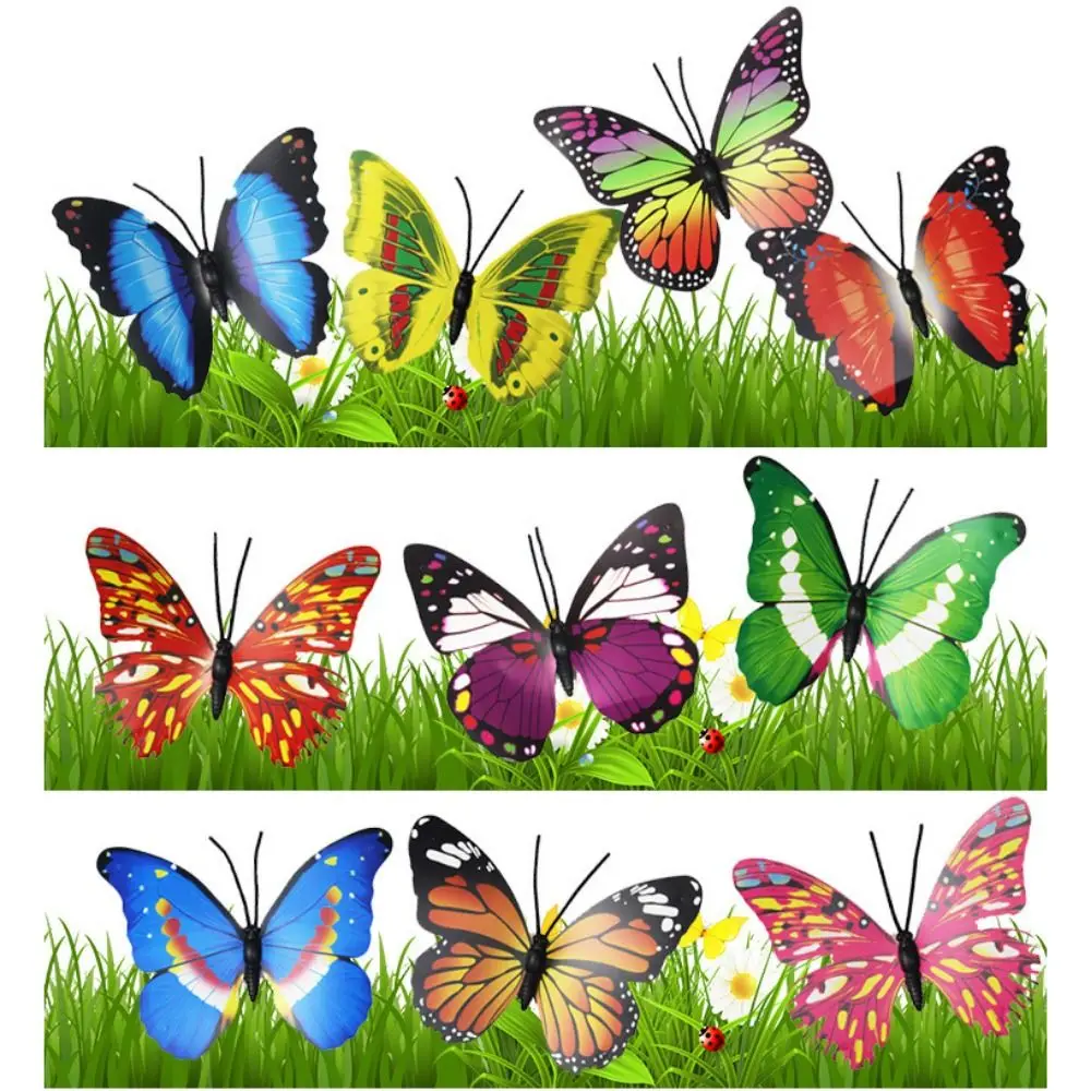 Random Color Simulation Butterfly Stake 30/40/50cm PVC Vivid Butterflies with Rod Lawn Decor Bonsai Ornaments