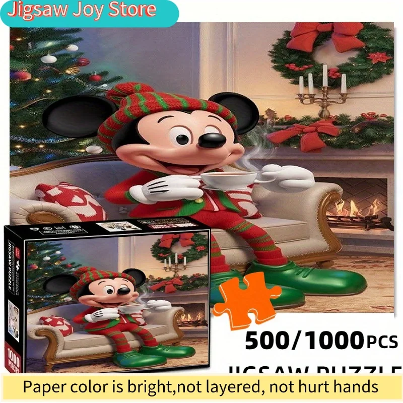 

Christmas Mickey Hot Drink Sofa Rest Thick And Durable White Card Design Paper Puzzle, Exquisite Packaging Box, Rectangular