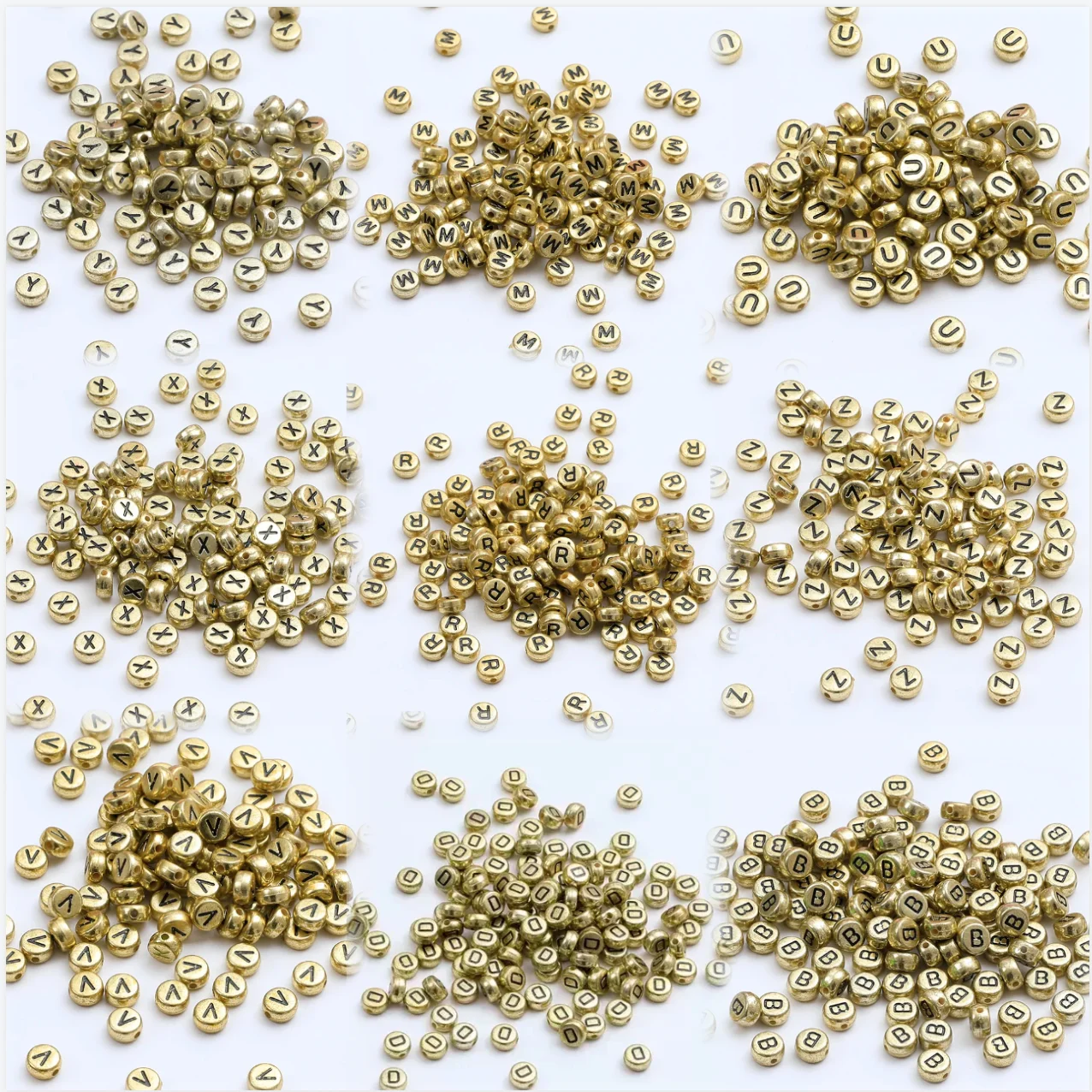 100-500PCS Acrylic A-Z Letter Round Beads Gold Loose Spacer Alphabet Bead for Jewelry Making DIY Bracelet Necklace Accessories
