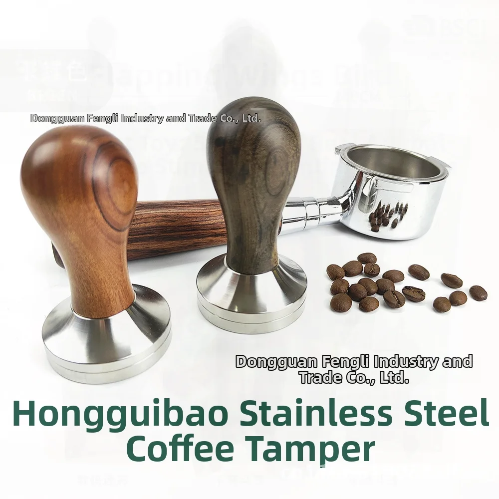 

Красный молоток для кофейного порошка из нержавеющей стали, ручка из цельного дерева, инструмент для утрамбовки кофе для бариста, офиса, домашнего использования