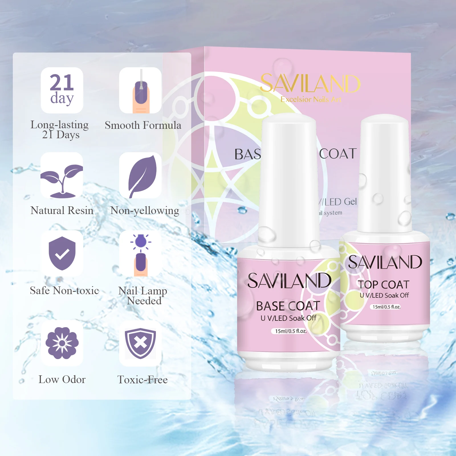 SAVILAND لا يمسح هلام قاعدة معطف فوقي مجموعة 15 مللي x2 سعة كبيرة نقع قبالة واضح هلام البولندية لصالون الأظافر المنزل DIY بها بنفسك المبتدئين #2