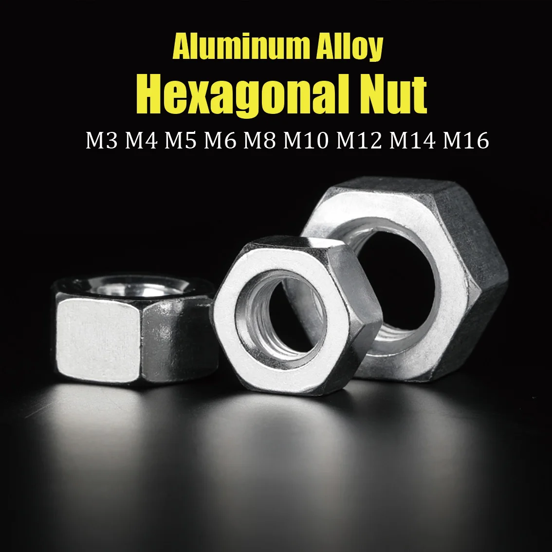 5-100Pcs 6061 Aluminum Alloy Metric Thread Outer Hex Nut M3 M4 M5 M6 Bolt M8 M10 M12 M14 M16Hex Nuts Hardware Furniture Fastener