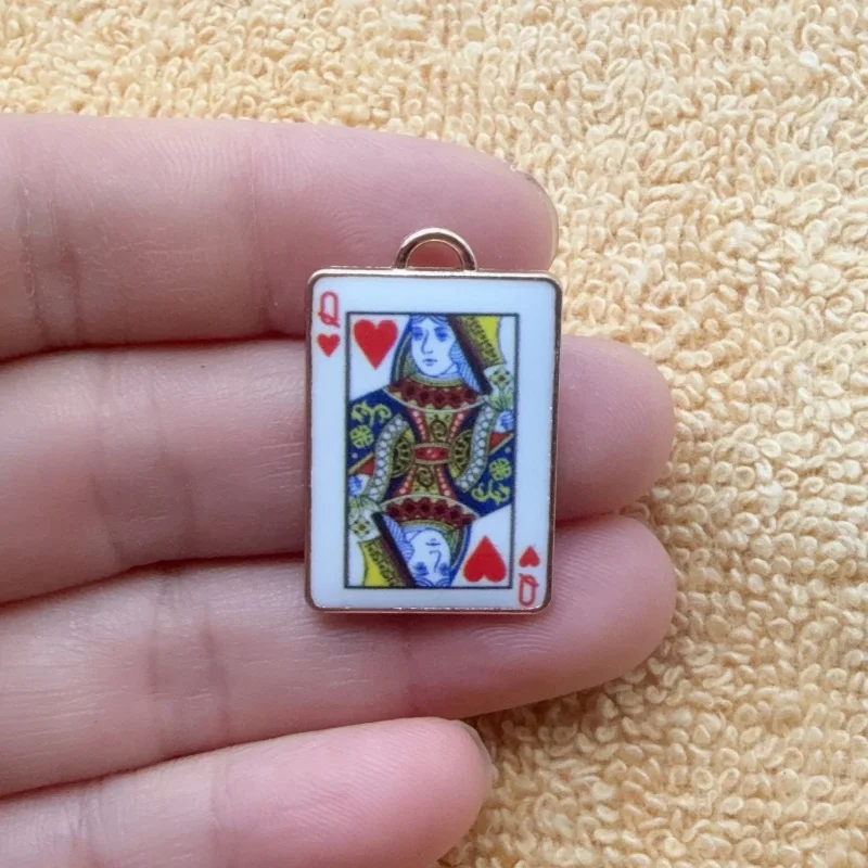 10pcs alloy printed poker pendant, DIY jewelry making earrings necklace keychain accessories