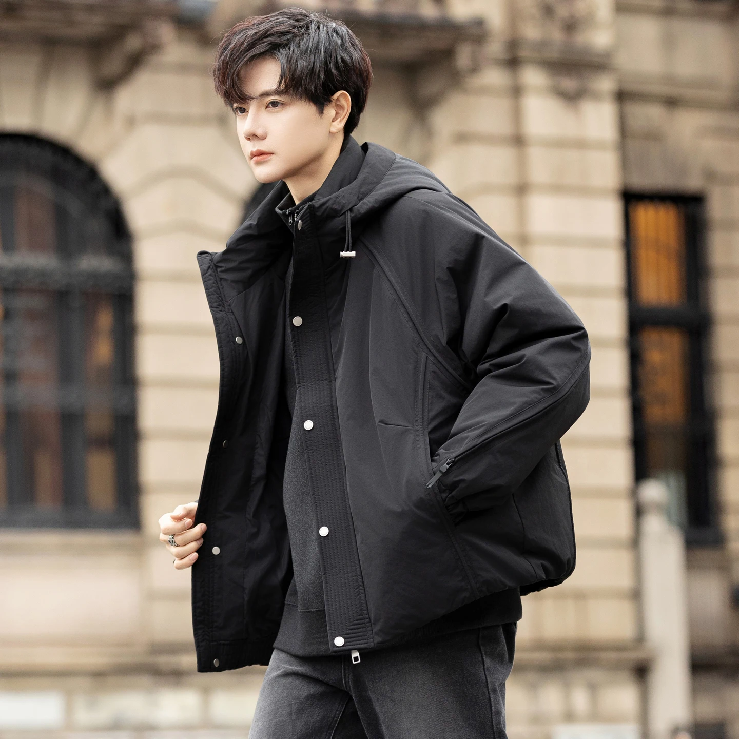 جودة عالية للرجال الدافئة مقنعين 90% الأبيض بطة أسفل السترات 2025 الشتاء بلون معطف منتفخ أبلى يندبروف مبطن الملابس #4