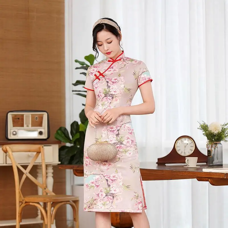 Chinese Style Cheongsam Dress Women Fashion Modern Modified Qipao National Traditional Robe Orientale Girl Vestido Chino