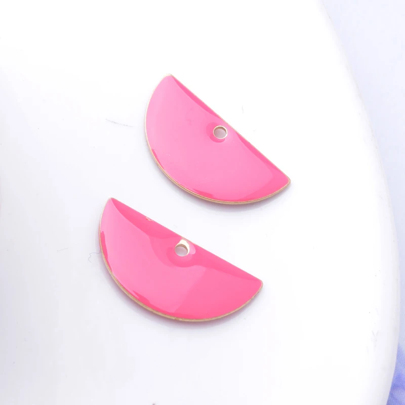30 Stück 20*10mm Kupfer-Charms mit beidseitiger Emaille und halbem Loch für die Herstellung von Mädchen-Ohrringen und Schmuckzubehör – Detail 5