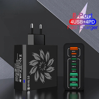 8 Ports USB C Charger Fast Quick High Speed Charging Type C PD Wall Phone Adapter for IPhone 16 Xiaomi 17 Samsung EU/US/KR Plug