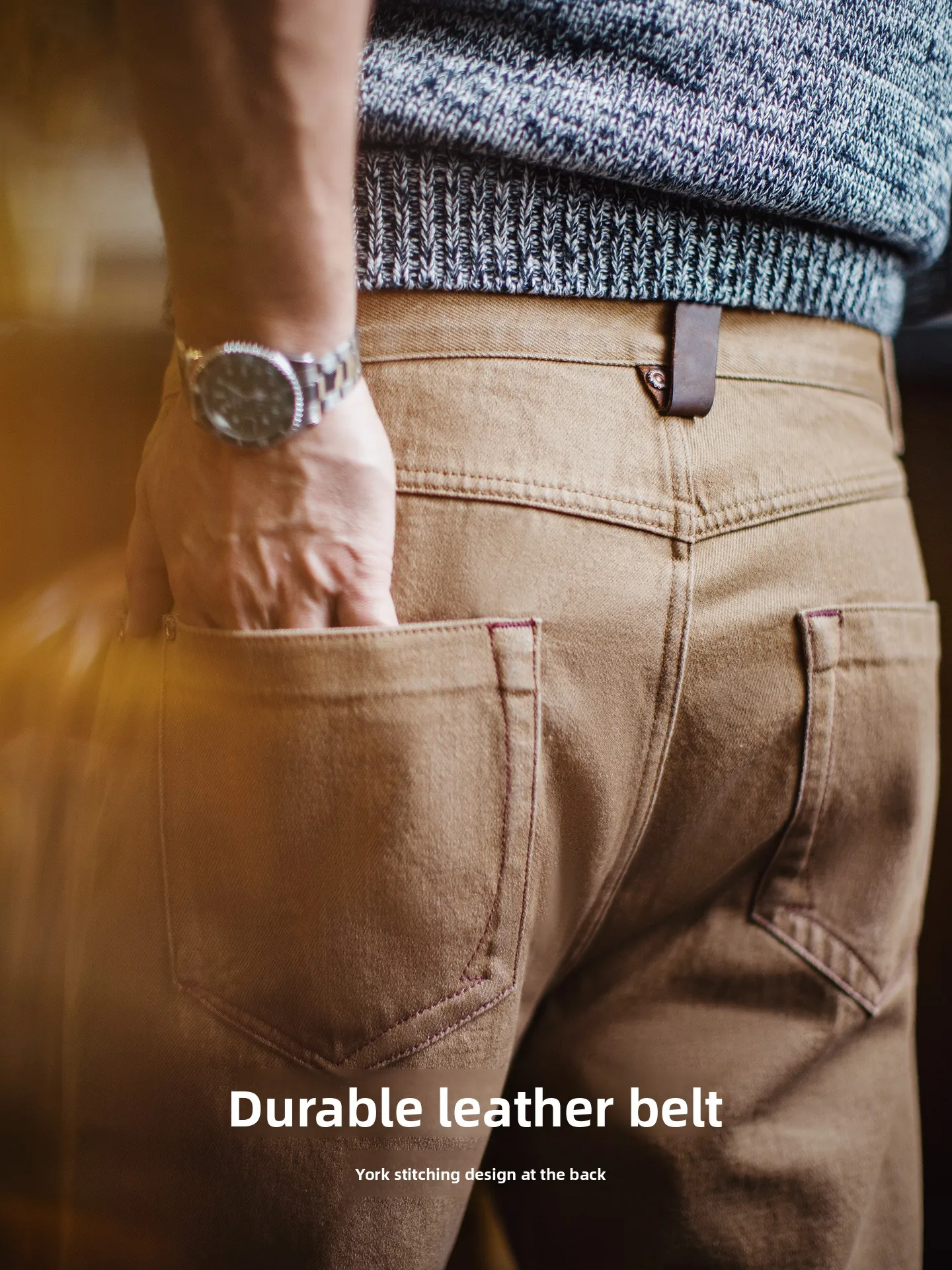 

Мужские повседневные брюки Maden American Retro из денима цвета хаки, прямого кроя, из шелкового лиоцелла, осенний сезон, со средней посадкой, из смесовой хлопковой ткани