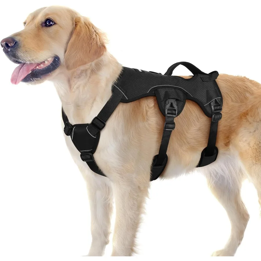 脱走防止犬用ハーネス ソフトパッド入り全身ペットハーネス 反射材付き調節可能なストラップとノープルデザイン リフトハンドル付き