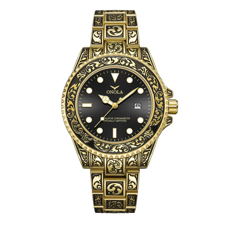 Fashion new casual business men's watch retro gold watch quartz waterproof automatic watches for men original  luxury watch men