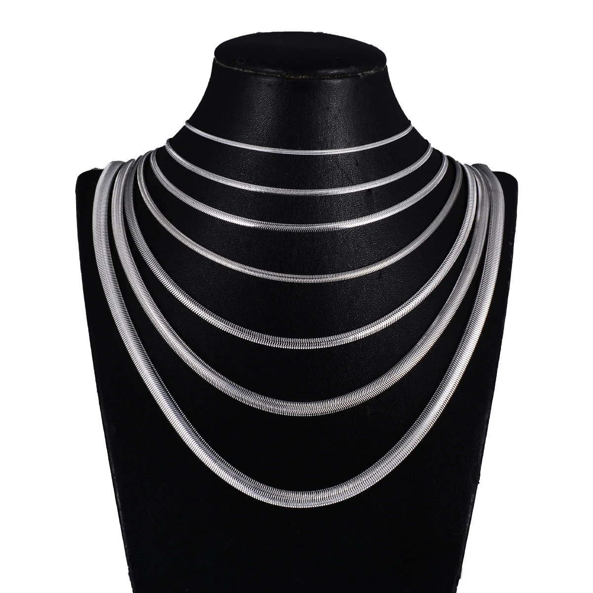 Fashion Flat Snake Bone Chain Stainless Steel Necklace 1.5mm-6.0mm 18/20/22inch Silver Color Never Turn Off Color Jewelry