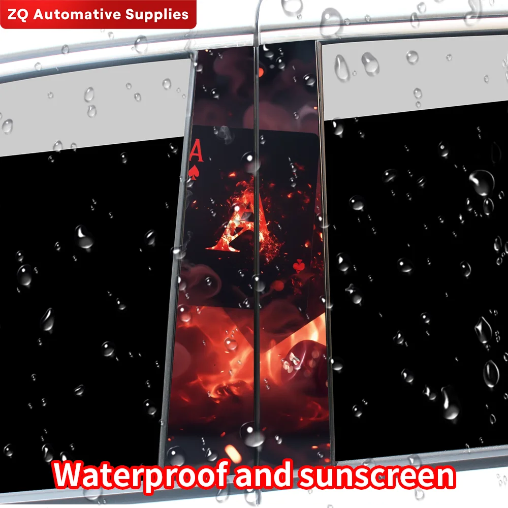 Poker Car Stickers Funny Auto B Pillar Waterproof Decoration DIY Cover Car Doors Pillar Sunscreen Decals Accessories