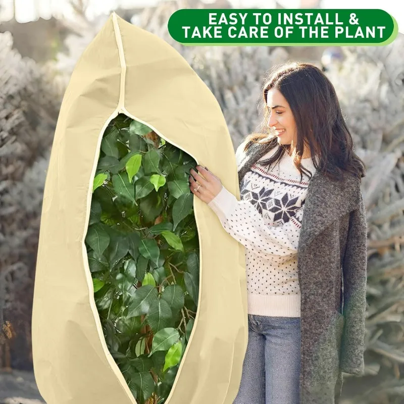 Grand sac de couverture pour plantes d'hiver, couvertures anti-insectes multi-tailles pour arbustes, arbre fruitier contre le gel, couvertures de Protection avec cordon de serrage zippé