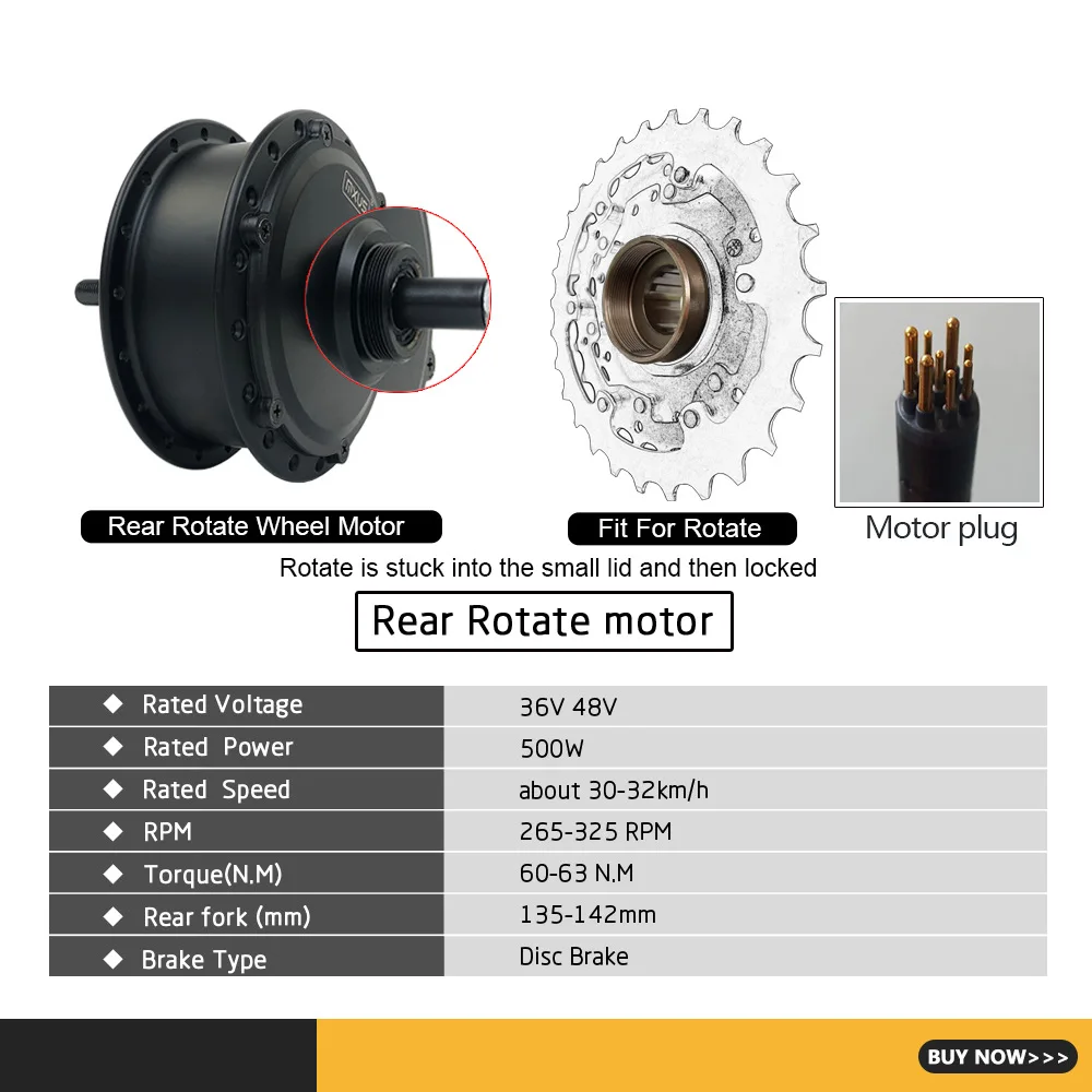 36V/48V500W MXUS Motor Electric Bicycle Mountain Bike Spin Fly Retrofit Electric Booster Single Rear Rotate Motor 32KM/H