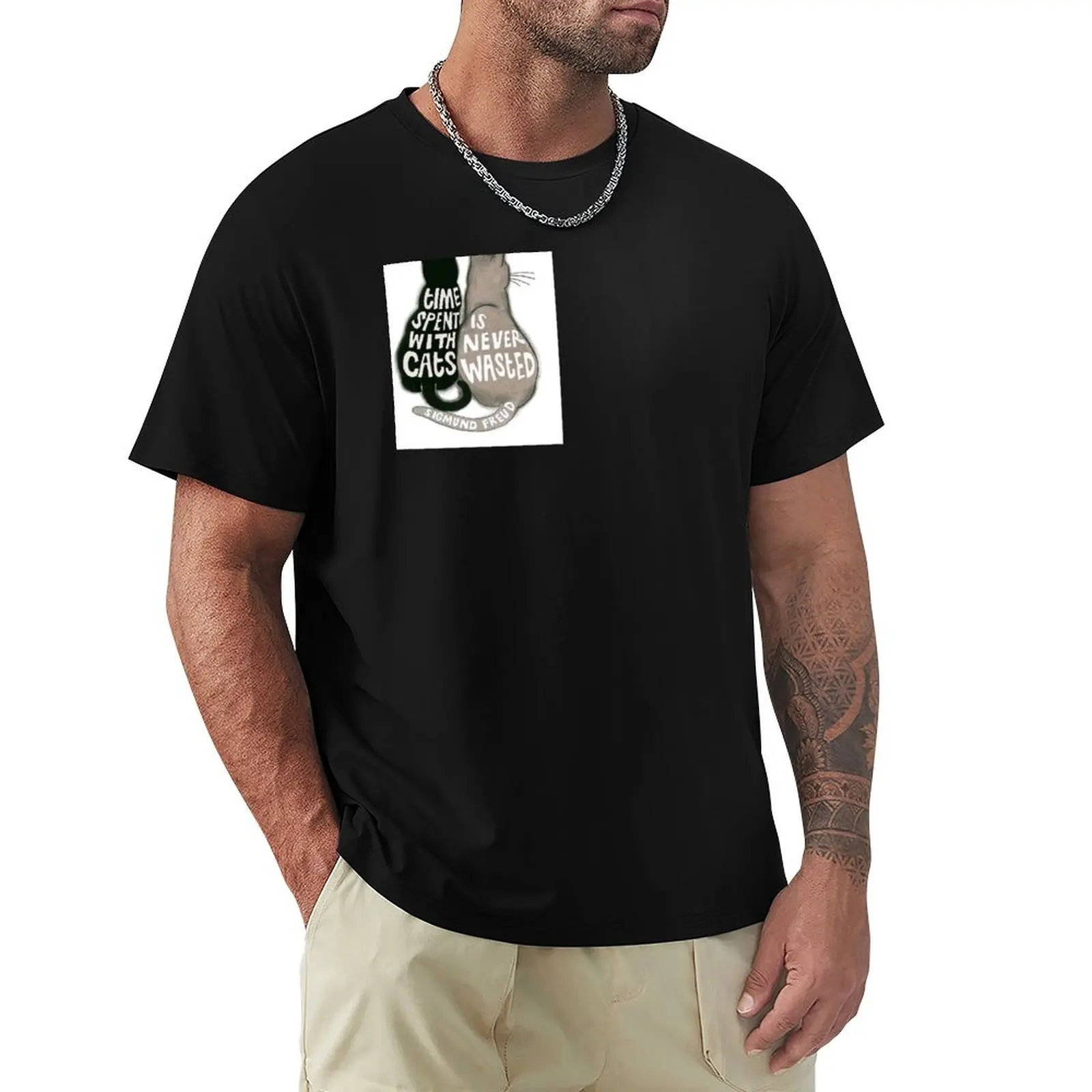 “Time spent with cats is never wasted” T-Shirt graphic t shirts for man T-Shirt