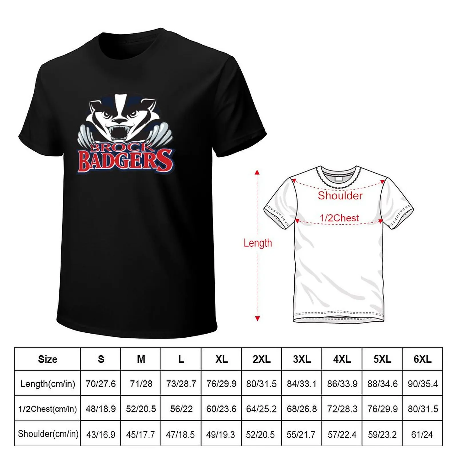 Brock (Badgers) College Logo1 T-Shirt t shirt men 100% cotton luxury brand T-Shirt