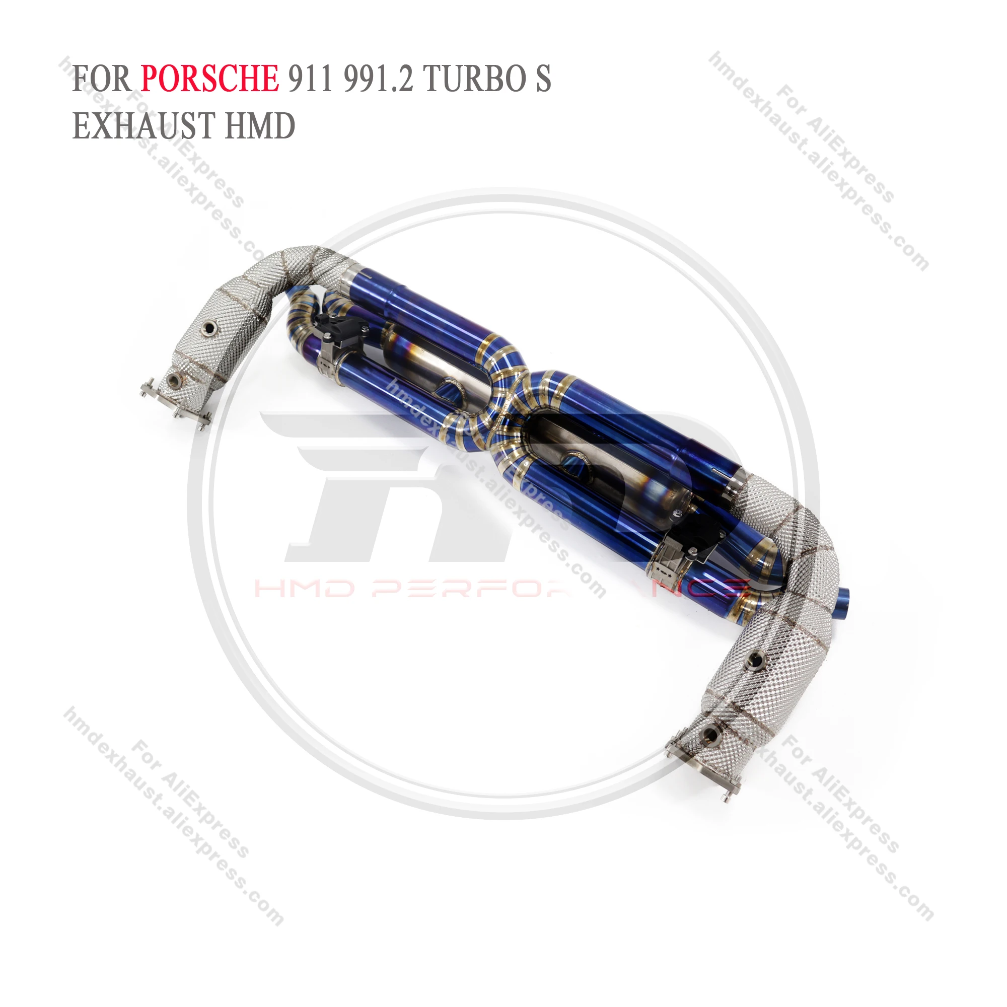 HMD Hot sale Titanium Alloy Performance Downpipe and Catback for Porsche 911 991.2 TURBO S 3.8T Muffler With Valve - Image 3