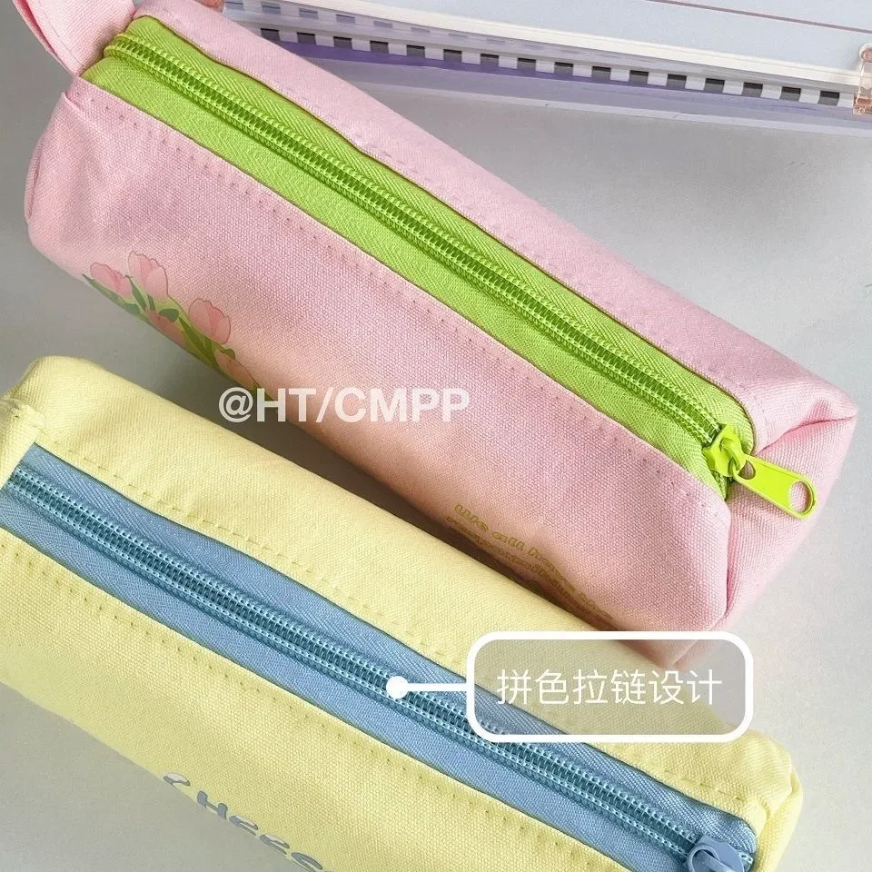 IFFVGX Pencil Cases Large Capacity Pencil Tulip Fresh Flowers Box for Office Student Stationery  Пенал 필통 Estuches